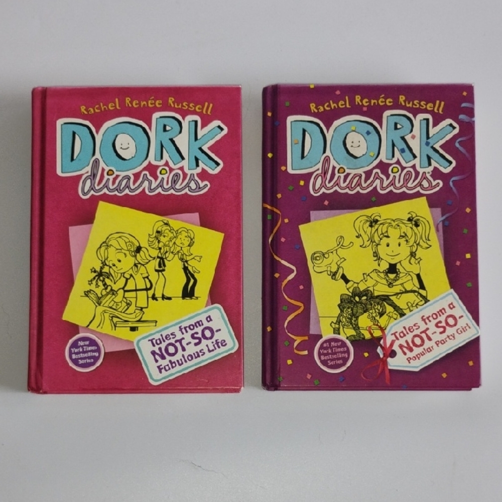 Dork Diaries book 1 and 2 set -- Pink and Purple
